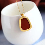 S925 Silver Necklace Red Agate Natural Hetian Jade Women's Sweater Chain Pendant