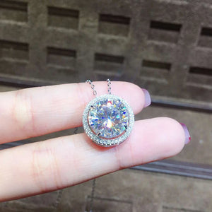 S925 Silver Necklace Natural Gemstone 5ct Diamond Pendant Women Jewelry