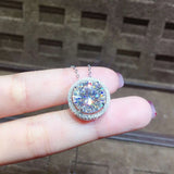 S925 Silver Necklace Natural Gemstone 5ct Diamond Pendant Women Jewelry