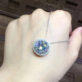 S925 Silver Necklace Natural Gemstone 5ct Diamond Pendant Women Jewelry