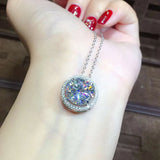 S925 Silver Necklace Natural Gemstone 5ct Diamond Pendant Women Jewelry