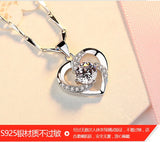 S925 Silver Necklace Pendant Diamond Heart Women Fine Jewelry
