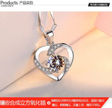 S925 Silver Necklace Pendant Diamond Heart Women Fine Jewelry
