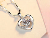 S925 Silver Necklace Pendant Diamond Heart Women Fine Jewelry