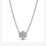 S925 Silver Necklace Full Diamond Snowflake Winter Christmas Gift