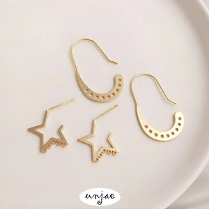 S925 Silver Needle 14K Star Stud Earrings DIY Multi-Hanging Tassel Earrings