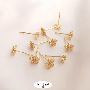 S925 Silver Needle 14K Zircon Flower Earrings