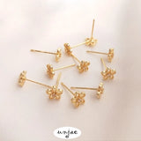 S925 Silver Needle 14K Zircon Flower Earrings