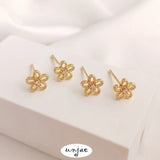 S925 Silver Needle 14K Zircon Flower Earrings