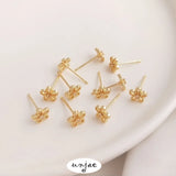 S925 Silver Needle 14K Zircon Flower Earrings