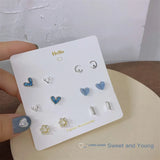 S925 Silver Earrings Set Shining Bear Butterfly Studs Jewelry