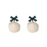 S925 Silver Needle Hair Ball Earrings Flocking Flower Earrings