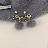S925 Silver Needle Hair Ball Earrings Flocking Flower Earrings