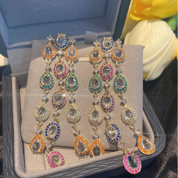 Bohemian Zircon Sparkling Earrings Multicolor