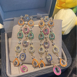 Bohemian Zircon Sparkling Earrings Multicolor