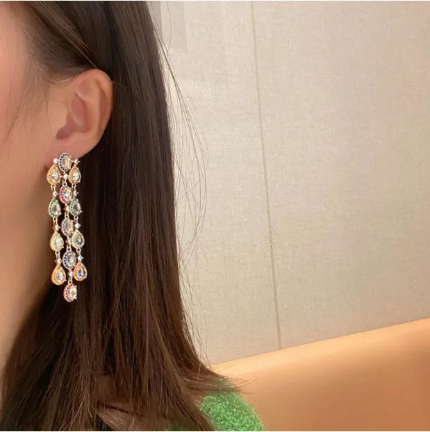 Bohemian Zircon Sparkling Earrings Multicolor