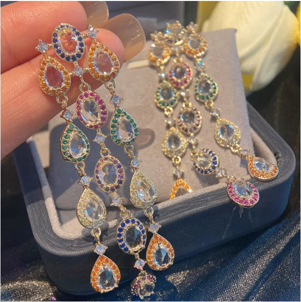 Bohemian Zircon Sparkling Earrings Multicolor