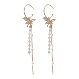 Butterfly Tassel Earrings Crystal Long Silver Needle Jewelry Sale