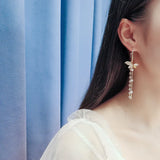 Butterfly Tassel Earrings Crystal Long Silver Needle Jewelry Sale
