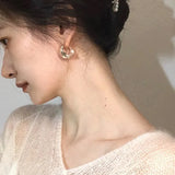 S925 Silver Needle Ear Clips Women Retro Irregular Earrings