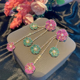S925 Silver Needle Flower Tassel Long Earrings Retro Drop Earing