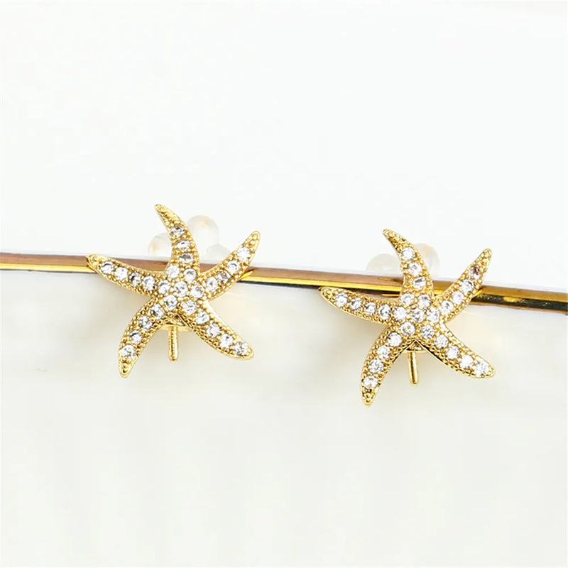 14k Bag Injection Pearl Zircon Stud Earrings
