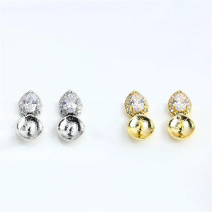 S925 Silver Needle 14k Wrapped Pearl Zircon Earrings DIY Gift