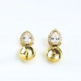 S925 Silver Needle 14k Wrapped Pearl Zircon Earrings DIY Gift