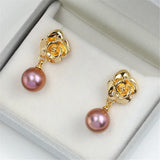 Rose Pearl Earrings, 925 Silver 14K Earstuds, DIY Accessories