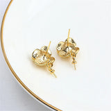 Rose Pearl Earrings, 925 Silver 14K Earstuds, DIY Accessories