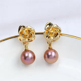 Rose Pearl Earrings, 925 Silver 14K Earstuds, DIY Accessories