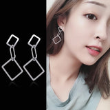 S925 Silver Needle Circle Geometric Earrings Long Female Earrings
