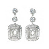 S925 Green Crystal Pendant Earrings Women's Jewelry Gift