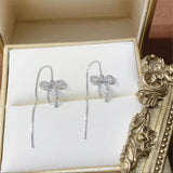 S925 Silver Needle Micro-Inlaid Zircon Bow Earrings