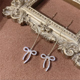 S925 Silver Needle Micro-Inlaid Zircon Bow Earrings