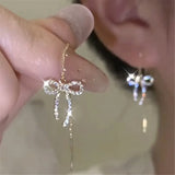 S925 Silver Needle Micro-Inlaid Zircon Bow Earrings