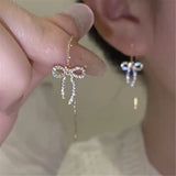 S925 Silver Needle Micro-Inlaid Zircon Bow Earrings