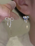 S925 Silver Needle Micro-Inlaid Zircon Bow Earrings