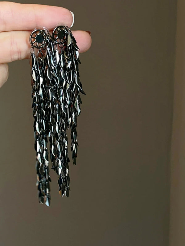 S925 Silver Needle Exaggerate Long Earrings Female Personality