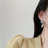 S925 Silver Needle French Diamond Fairy Leaf Earrings Light High-end Earrings