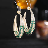 S925 Silver Needle Hoop Earrings with Bling Zircon Wedding Jewelry