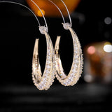 S925 Silver Needle Hoop Earrings with Bling Zircon Wedding Jewelry