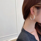 S925 Silver Needle Hoop Earrings with Bling Zircon Wedding Jewelry
