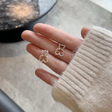S925 Silver Needle Pearl Bear Earrings for Women