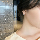 S925 Silver Needle Pearl Bear Earrings for Women