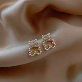S925 Silver Needle Pearl Bear Earrings for Women