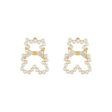 S925 Silver Needle Pearl Bear Earrings for Women