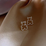 S925 Silver Needle Pearl Bear Earrings for Women