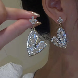 S925 Silver Needle Love Diamond Crystal Earrings Sale