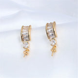S925 Silver Pearl Stud Earrings Zirconium Bag DIY Women Accessories